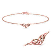 Rose Gold Plated Heart and Love Silver Bracelet BRS-10-RO-GP